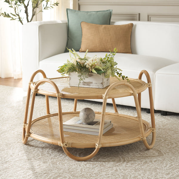 Safavieh Althea Coffee Table – Handcrafted Rattan Elegance With Intricate Weave Design For Your Living Space Natural Rattan Cof6513a