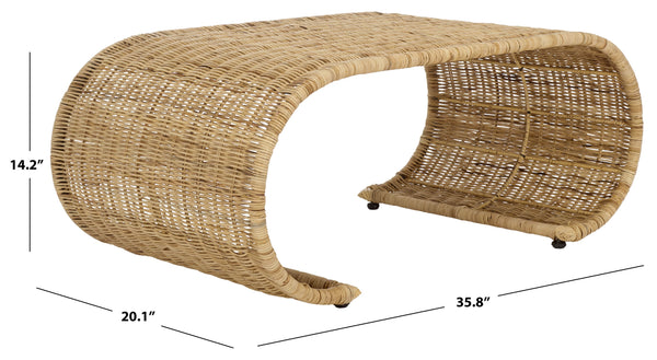 Safavieh Tamo Coffee Table - Light Natural Elegance With Rattan And Metal, Perfect For Stylish Living Spaces Light Natural , Metal ,Rattan Cof6515a