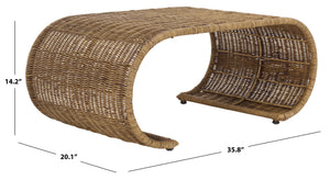 Safavieh Tamo Coffee Table - Light Natural Elegance With Rattan And Metal, Perfect For Stylish Living Spaces Honey Brown Wash Metal ,Rattan Cof6515b