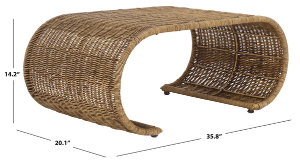 Safavieh Tamo Coffee Table - Light Natural Elegance With Rattan And Metal, Perfect For Stylish Living Spaces Honey Brown Wash Metal ,Rattan Cof6515b