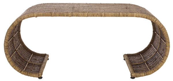 Safavieh Tamo Coffee Table - Light Natural Elegance With Rattan And Metal, Perfect For Stylish Living Spaces Honey Brown Wash Metal ,Rattan Cof6515b