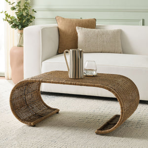 Safavieh Tamo Coffee Table - Light Natural Elegance With Rattan And Metal, Perfect For Stylish Living Spaces Honey Brown Wash Metal ,Rattan Cof6515b