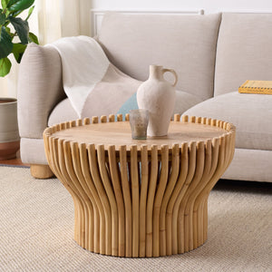 Safavieh Arlianis Coffee Table - Elegant Light Natural & Mango Wood Design For Timeless Home Decor & Warmth Light Natural ,Light Mango Wo Rattan ,Mango Wood Cof6516a
