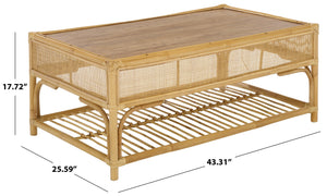 Webster Rectangle Coffee Table With Lower Shelf, Solid-Wood Look Finish, Minimalist Storage Accent