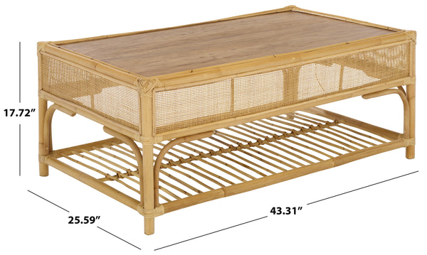Webster Rectangle Coffee Table With Lower Shelf, Solid-Wood Look Finish, Minimalist Storage Accent
