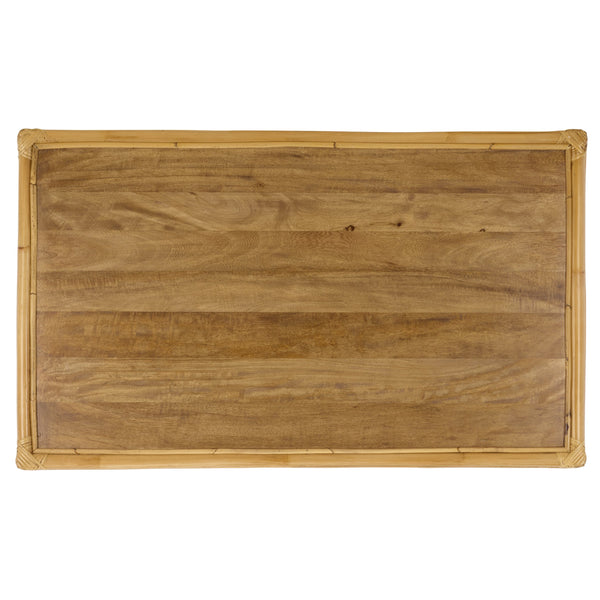 Webster Rectangle Coffee Table With Lower Shelf, Solid-Wood Look Finish, Minimalist Storage Accent