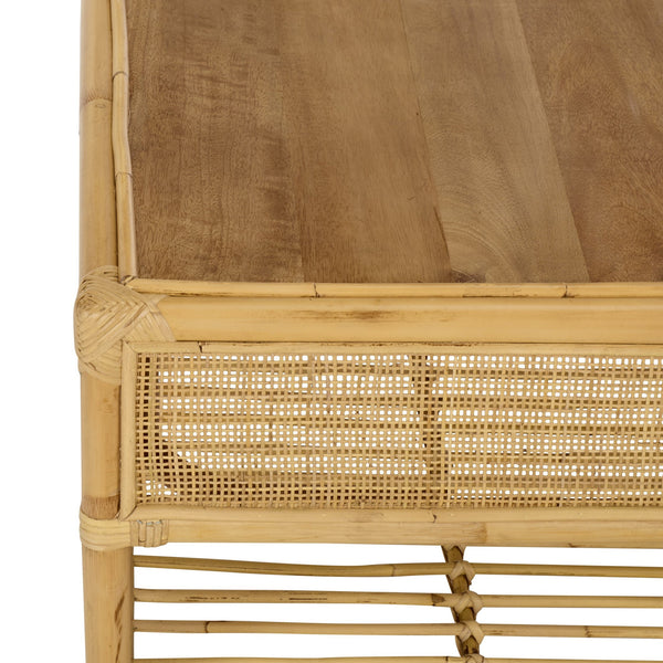 Webber Square Coffee Table With Lower Shelf, Solid Wood Accent Table, Minimalist Modern Design