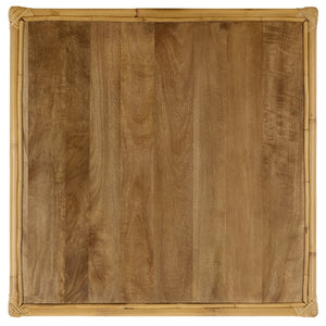 Webber Square Coffee Table With Lower Shelf, Solid Wood Accent Table, Minimalist Modern Design