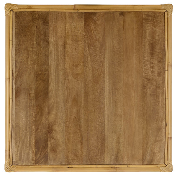 Webber Square Coffee Table With Lower Shelf, Solid Wood Accent Table, Minimalist Modern Design