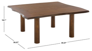Banco Square Coffee Table With Warm Wood Grain Finish, Durable Everyday Design For Living Rooms