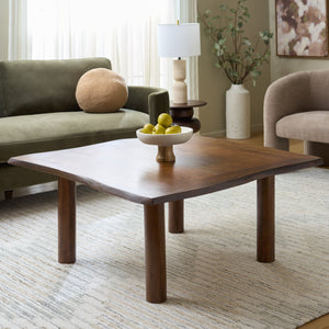 Banco Square Coffee Table With Warm Wood Grain Finish, Durable Everyday Design For Living Rooms