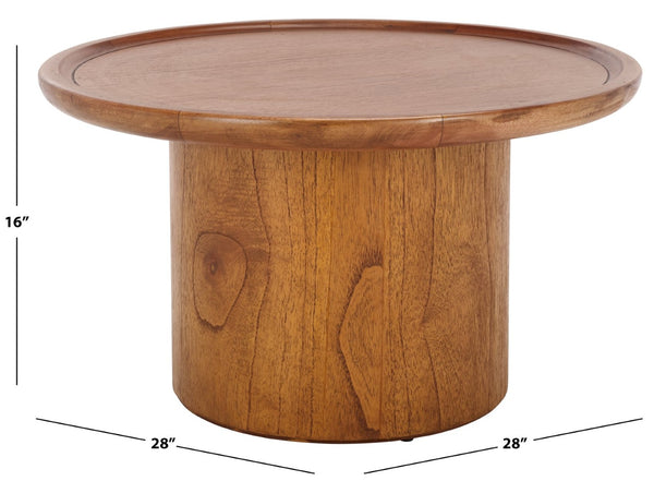 Safavieh Devin Round Pedestal Coffee Table - Rustic Charm Meets Industrial Style For Any Living Space Decor Natural COF6600A