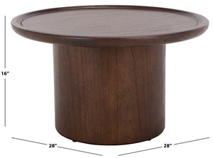 Safavieh Devin Round Pedestal Coffee Table - Rustic Charm Meets Industrial Style For Any Living Space Decor Dark Oak COF6600B