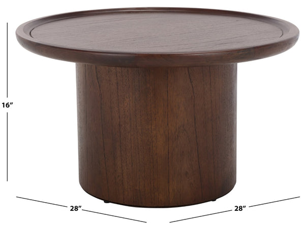 Safavieh Devin Round Pedestal Coffee Table - Rustic Charm Meets Industrial Style For Any Living Space Decor Dark Oak COF6600B