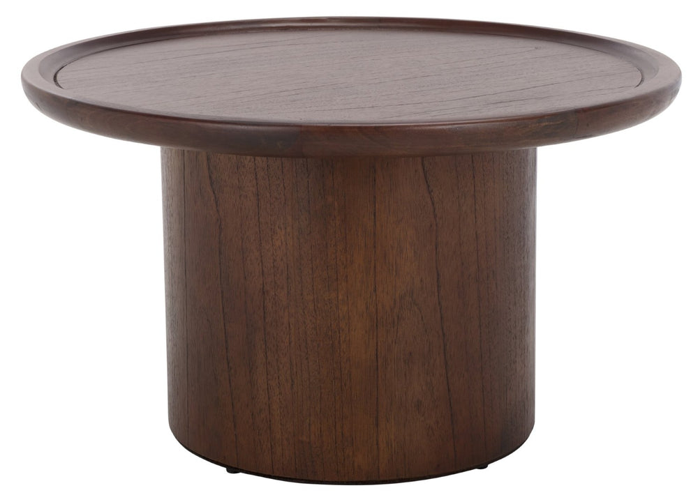 Safavieh Devin Round Pedestal Coffee Table - Rustic Charm Meets Industrial Style For Any Living Space Decor Dark Oak COF6600B