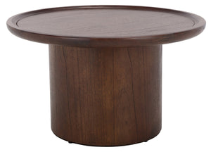 Safavieh Devin Round Pedestal Coffee Table - Rustic Charm Meets Industrial Style For Any Living Space Decor Dark Oak COF6600B