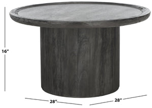 Safavieh Devin Round Pedestal Coffee Table - Rustic Charm Meets Industrial Style For Any Living Space Decor Black With White Wash Distressing COF6600C