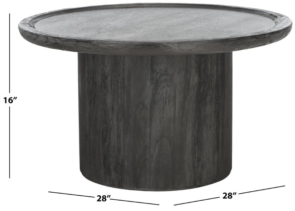 Safavieh Devin Round Pedestal Coffee Table - Rustic Charm Meets Industrial Style For Any Living Space Decor Black With White Wash Distressing COF6600C