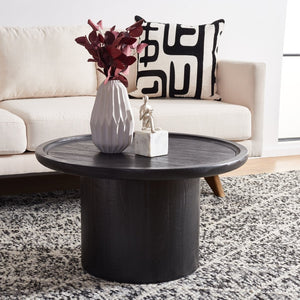 Safavieh Devin Round Pedestal Coffee Table - Rustic Charm Meets Industrial Style For Any Living Space Decor Black COF6600D