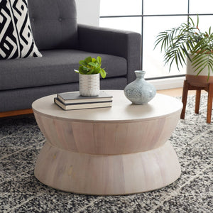 Safavieh Alecto Sculptural Coffee Table – Modern Hourglass Design For Stylish Living Room Centerpiece White Wash COF6601C