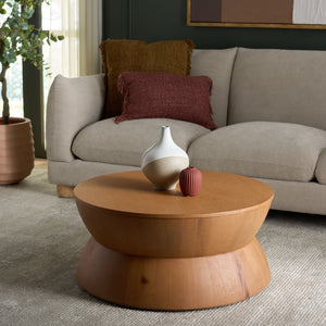 Safavieh Alecto Round Coffee Table – Stylish Bayur Wood With White-Wash Finish, Perfect For Cozy Living Spaces COF6601E