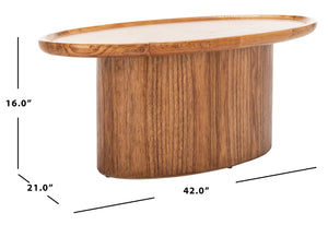 Safavieh Flyte Oval Coffee Table - Rustic-Chic Design With Natural Wood Finish For Stylish Living Spaces COF6602A