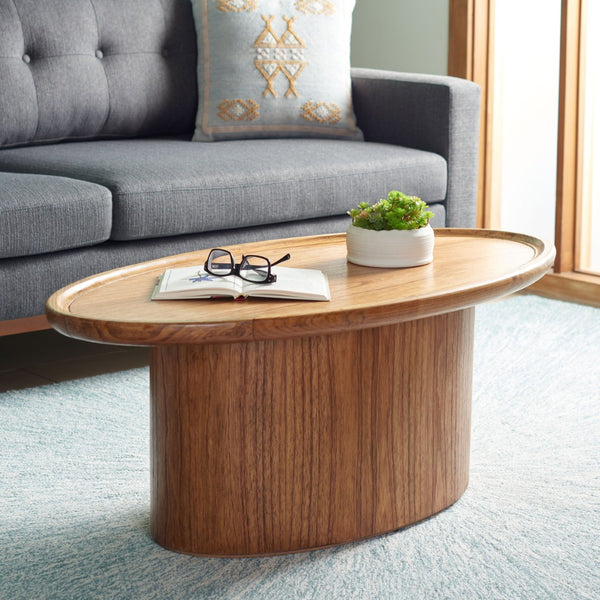 Safavieh Flyte Oval Coffee Table - Rustic-Chic Design With Natural Wood Finish For Stylish Living Spaces COF6602A