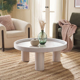 Safavieh Meek 3 Leg Round Coffee Table White Washed COF6603C