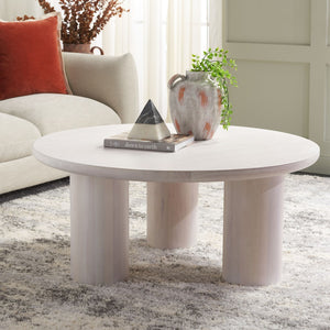 Safavieh Mork 3 Leg Round Coffee Table White Wash COF6604C