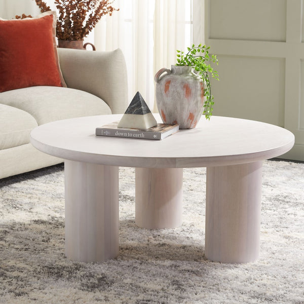 Safavieh Mork 3 Leg Round Coffee Table White Wash COF6604C