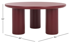 Safavieh Mork Rustic-Chic Round Coffee Table With Three-Leg Tripod Base For Stylish Living Room Decor Bordeaux COF6604E