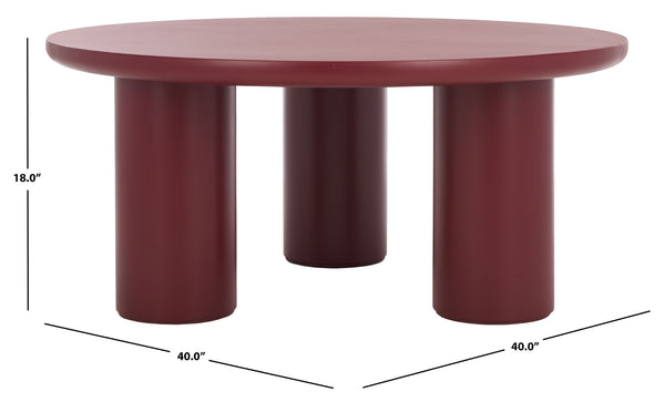 Safavieh Mork Rustic-Chic Round Coffee Table With Three-Leg Tripod Base For Stylish Living Room Decor Bordeaux COF6604E