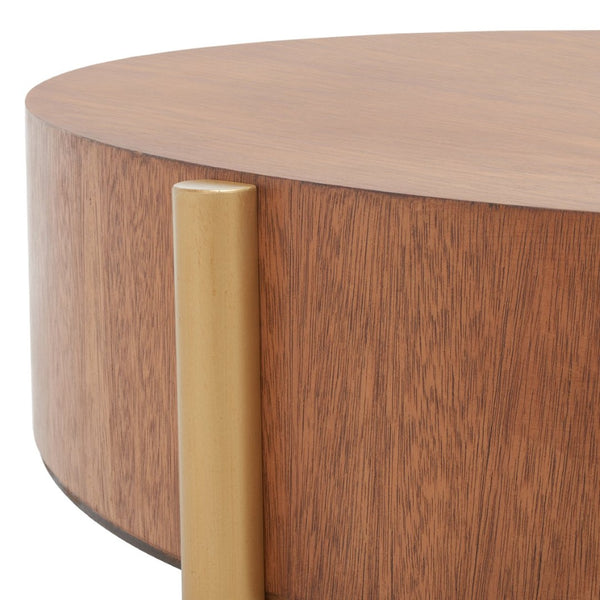 Safavieh Diangela Round Coffee Table - Contemporary Elegance With Natural Wood Base And Sleek Metal Legs Natural / Gold COF6605A