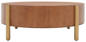 Safavieh Diangela Round Coffee Table - Contemporary Elegance With Natural Wood Base And Sleek Metal Legs Natural / Gold COF6605A