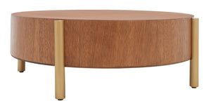 Safavieh Diangela Round Coffee Table - Contemporary Elegance With Natural Wood Base And Sleek Metal Legs Natural / Gold COF6605A