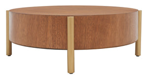 Safavieh Diangela Round Coffee Table - Contemporary Elegance With Natural Wood Base And Sleek Metal Legs Natural / Gold COF6605A