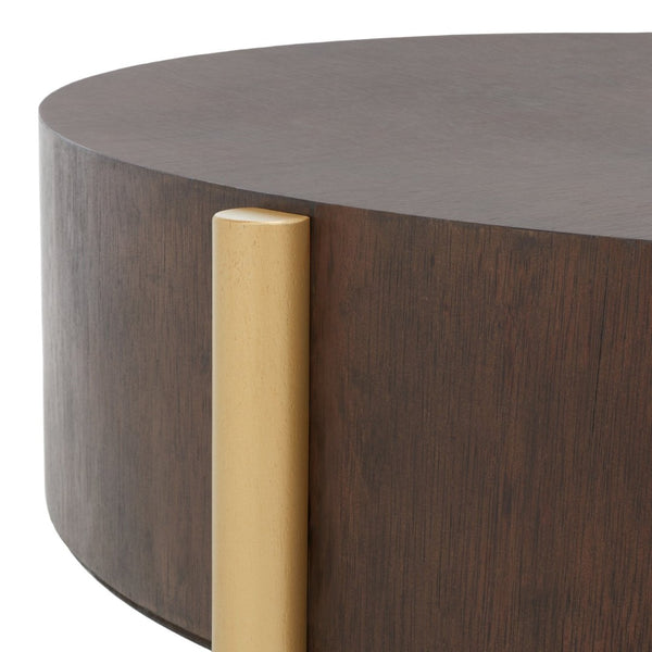 Safavieh Diangela Round Coffee Table - Contemporary Elegance With Natural Wood Base And Sleek Metal Legs Dark Oak / Gold COF6605B