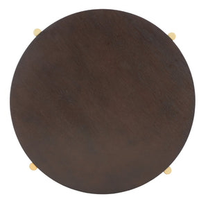 Safavieh Diangela Round Coffee Table - Contemporary Elegance With Natural Wood Base And Sleek Metal Legs Dark Oak / Gold COF6605B