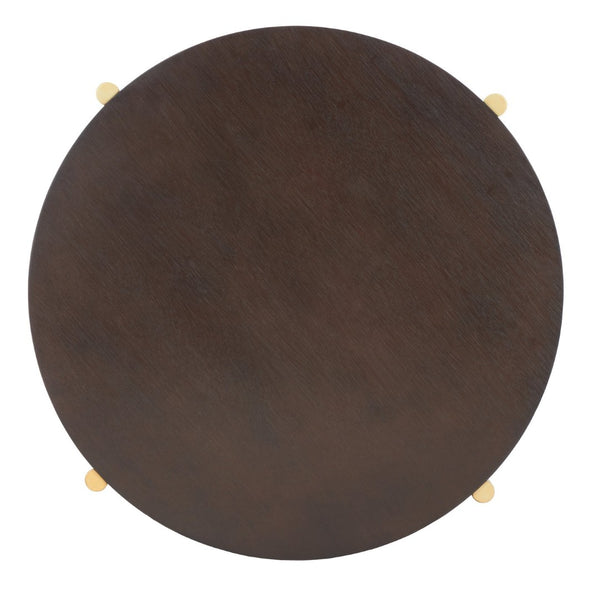 Safavieh Diangela Round Coffee Table - Contemporary Elegance With Natural Wood Base And Sleek Metal Legs Dark Oak / Gold COF6605B