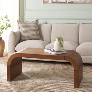 Safavieh Liasonya Curved Coffee Table – Contemporary Elegance Meets Functionality For Your Living Space Decor Natural Wood, Mdf,Veneer Meranti Cof6610a