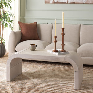 Safavieh Liasonya Curved Coffee Table – Contemporary Elegance Meets Functionality For Your Living Space Decor White Washed Wood, Mdf,Veneer Meranti Cof6610b