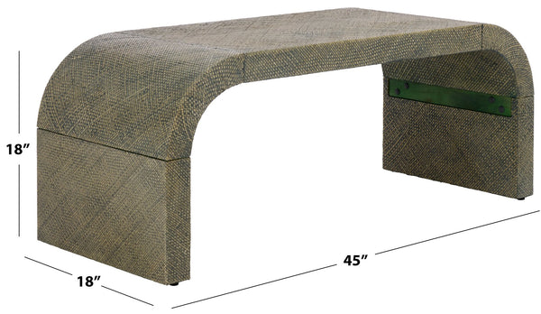 Pipat Curved Pandan Coffee Table With Woven Webbing And Warm Wood Finish For Coastal Boho Homes