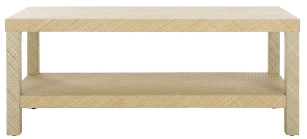 Safavieh Apis Raffia 2 Shelf Coffee Table In Natural - Stylish, Durable, And Perfect For Home Organization! Natural Wood,Mdf And Tikar Pandan Cof6612a