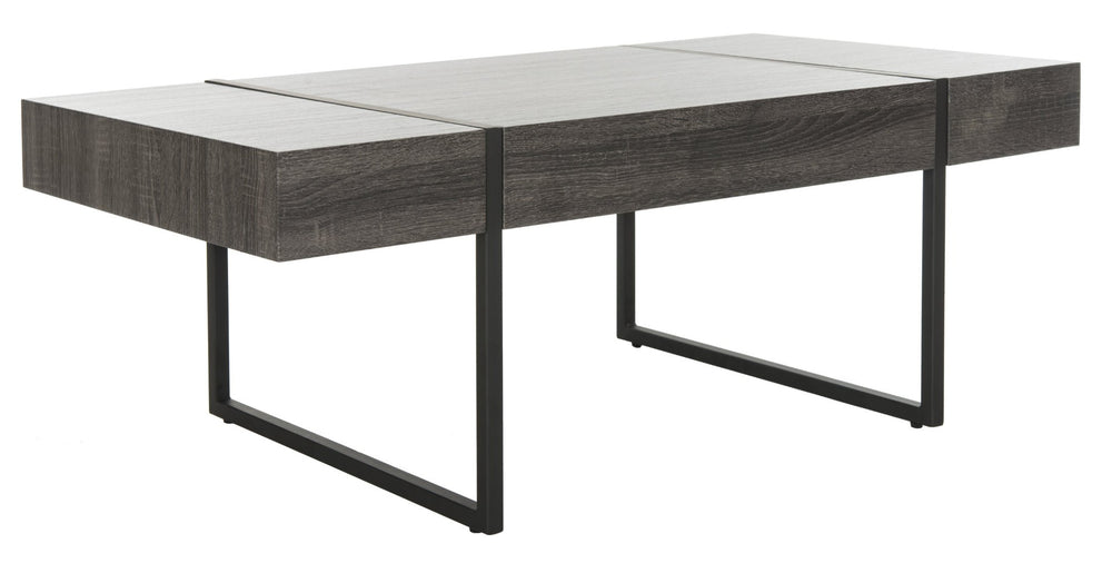 Safavieh Tristan Modern Rectangular Coffee Table - Sculptural Minimalist Design For Contemporary Spaces Black/Black Metal Legs COF7000A