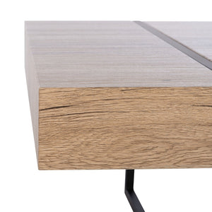 Safavieh Tristan Modern Rectangular Coffee Table - Sculptural Minimalist Design For Contemporary Spaces Natural/Black Metal Legs COF7000B