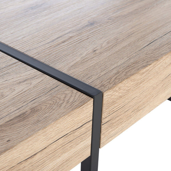 Safavieh Tristan Modern Rectangular Coffee Table - Sculptural Minimalist Design For Contemporary Spaces Natural/Black Metal Legs COF7000B