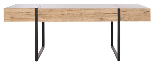 Safavieh Tristan Modern Rectangular Coffee Table - Sculptural Minimalist Design For Contemporary Spaces Natural/Black Metal Legs COF7000B