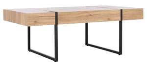Safavieh Tristan Modern Rectangular Coffee Table - Sculptural Minimalist Design For Contemporary Spaces Natural/Black Metal Legs COF7000B