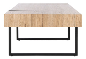 Safavieh Tristan Modern Rectangular Coffee Table - Sculptural Minimalist Design For Contemporary Spaces Natural/Black Metal Legs COF7000B
