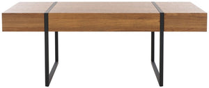 Safavieh Tristan Rectangular Modern Coffee Table Natural Brown Top / Black Legs Wood COF7000C